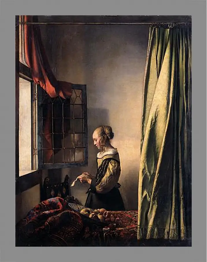 Картина в раме - Girl Reading a Letter at an Open Window. Ян (Йоханнес) Вермеер