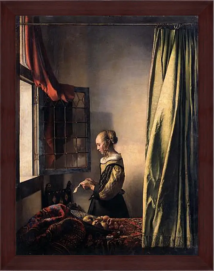 Картина в раме - Girl Reading a Letter at an Open Window. Ян (Йоханнес) Вермеер