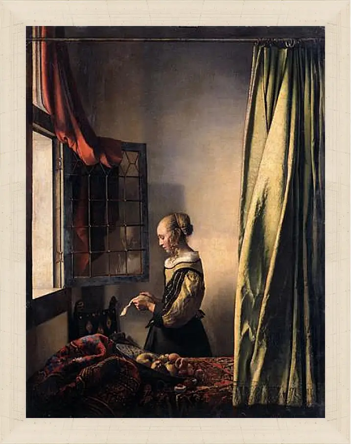 Картина в раме - Girl Reading a Letter at an Open Window. Ян (Йоханнес) Вермеер