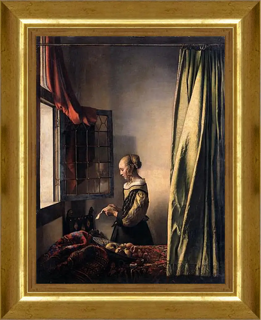 Картина в раме - Girl Reading a Letter at an Open Window. Ян (Йоханнес) Вермеер