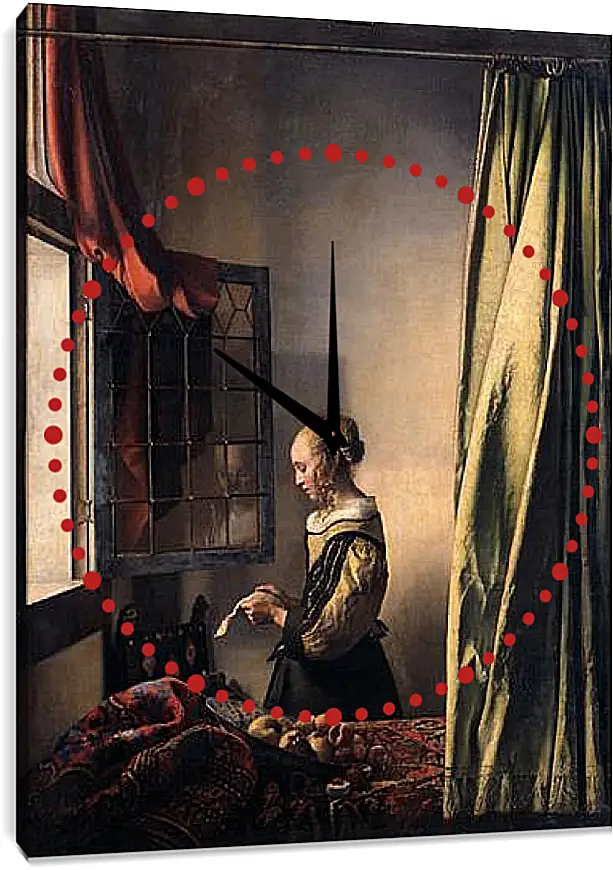 Часы картина - Girl Reading a Letter at an Open Window. Ян (Йоханнес) Вермеер