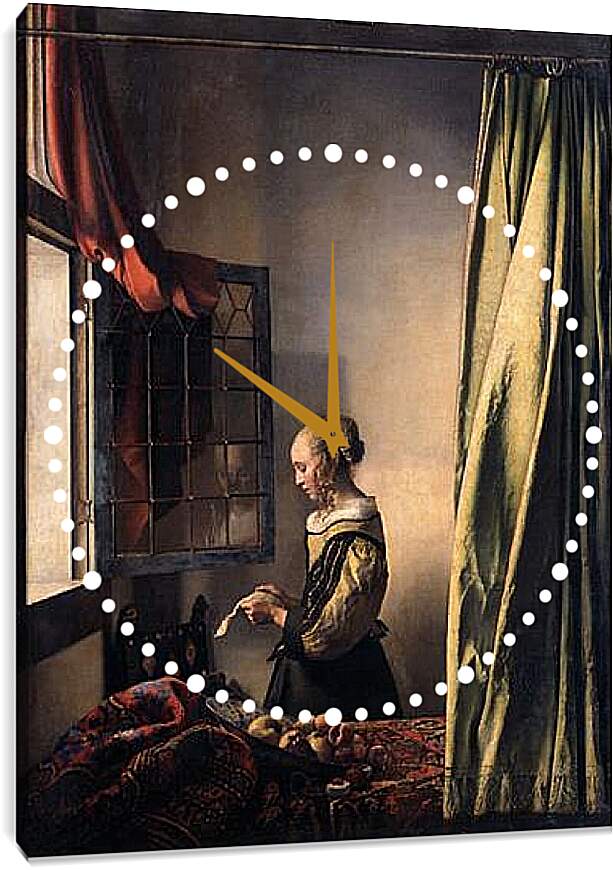 Часы картина - Girl Reading a Letter at an Open Window. Ян (Йоханнес) Вермеер