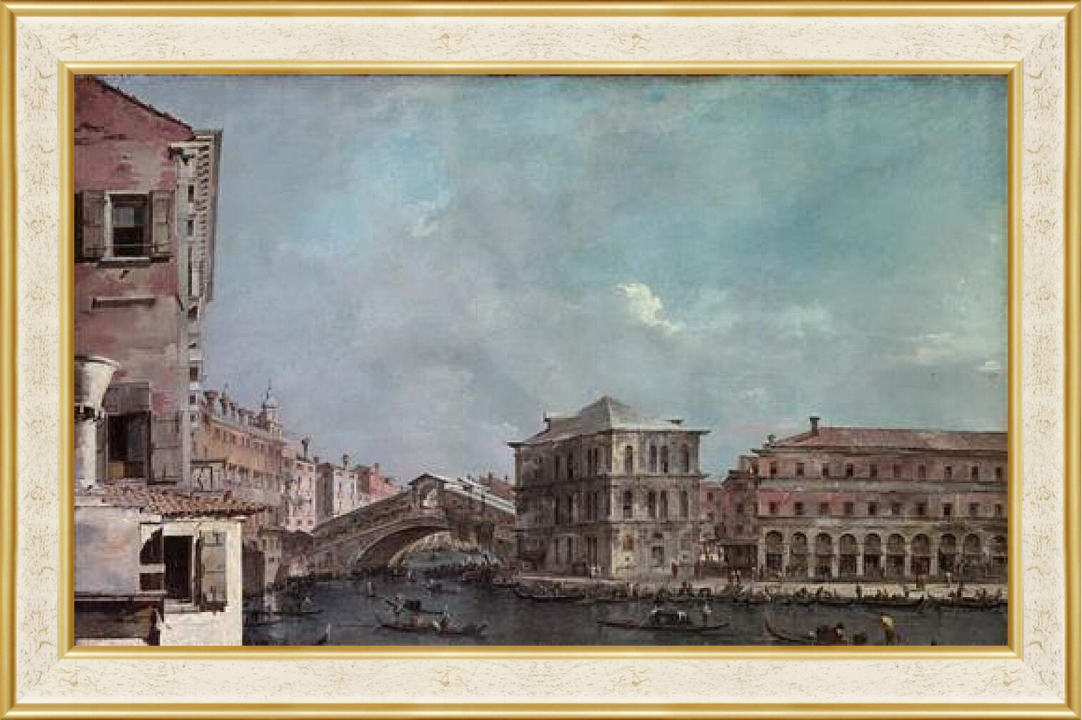 Картина в раме - le grand Canal Pont de Riato. Франческо Гварди