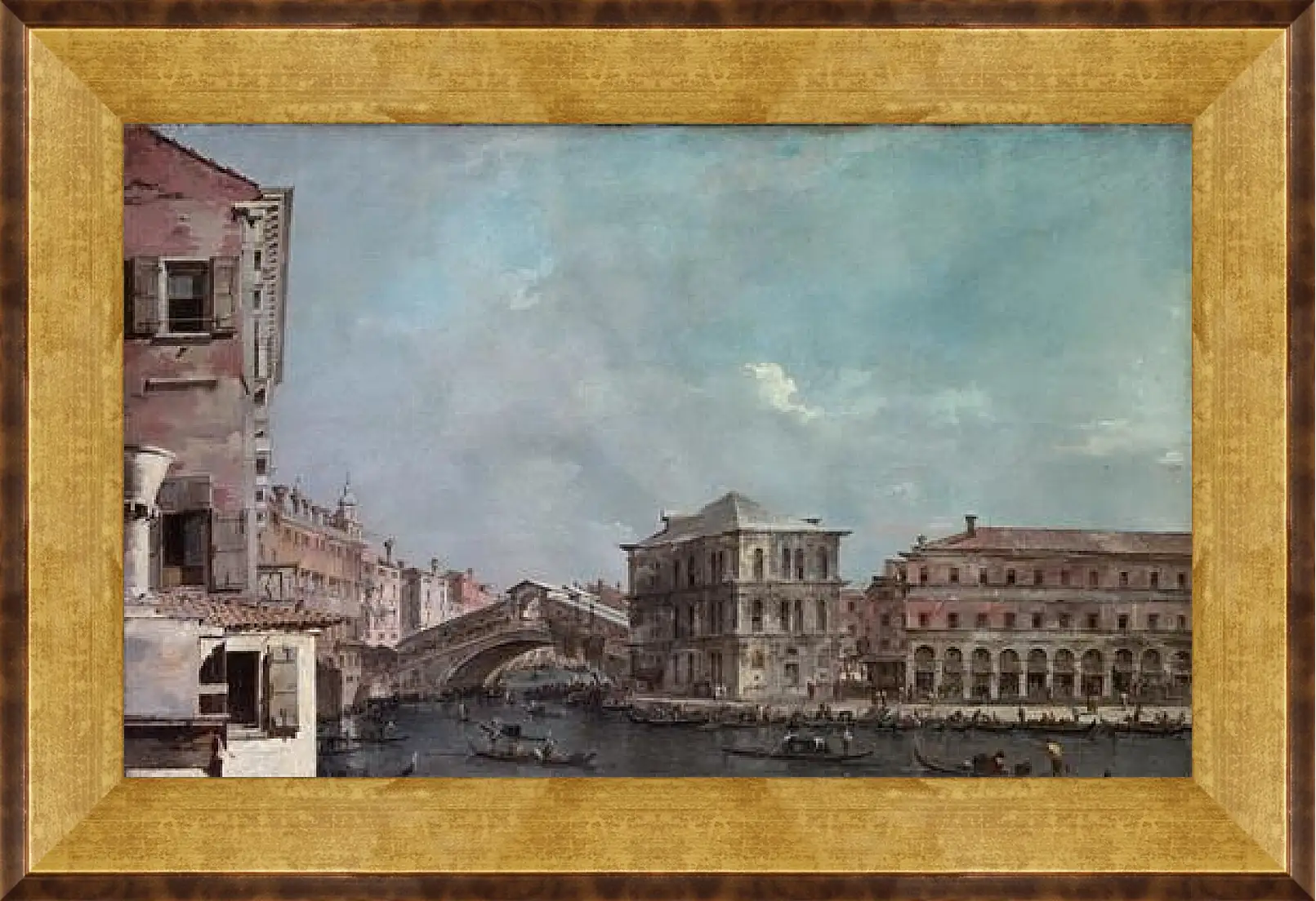 Картина в раме - le grand Canal Pont de Riato. Франческо Гварди