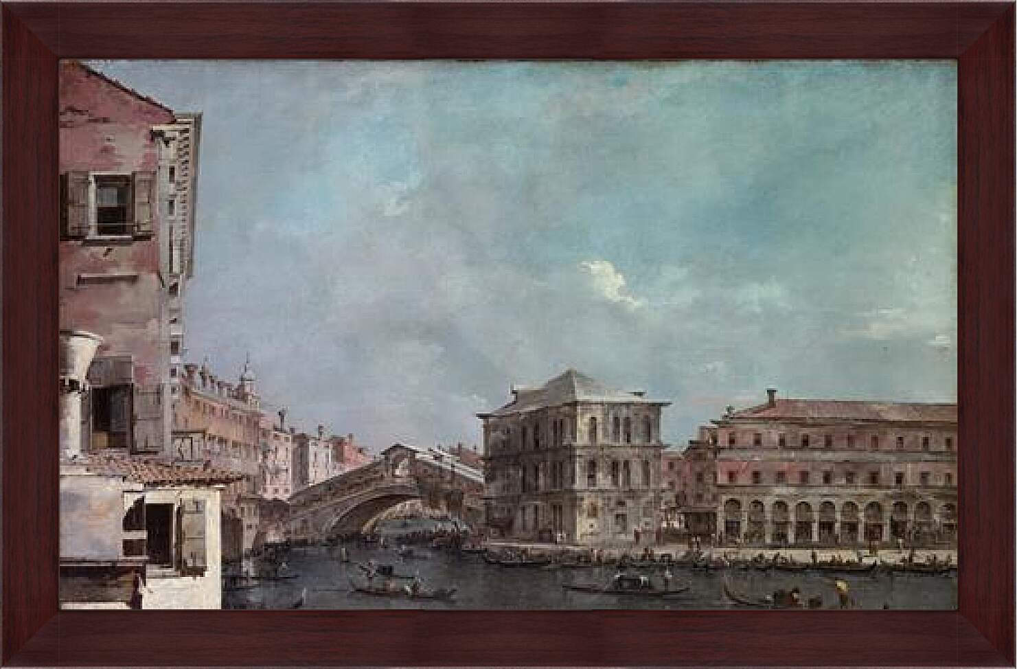 Картина в раме - le grand Canal Pont de Riato. Франческо Гварди