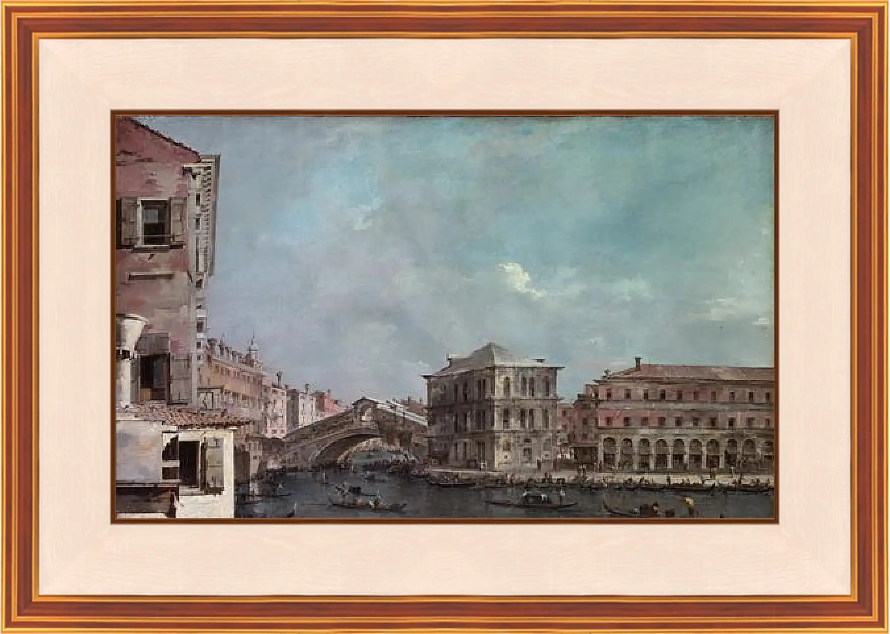 Картина в раме - le grand Canal Pont de Riato. Франческо Гварди