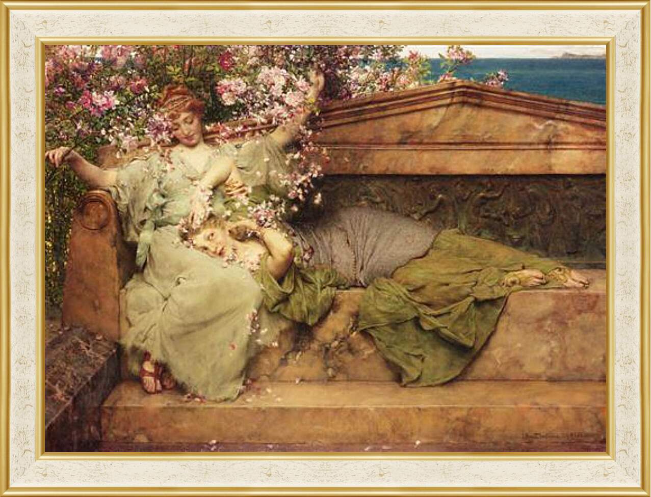 Картина в раме - In The Rose Garden. Лоуренс Альма-Тадема