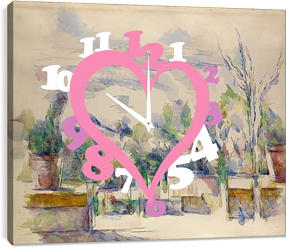 Часы картина - The Terrace at the Garden at Les Lauve. Поль Сезанн