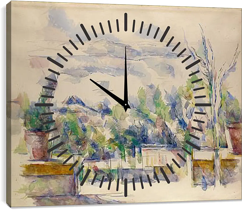 Часы картина - The Terrace at the Garden at Les Lauve. Поль Сезанн