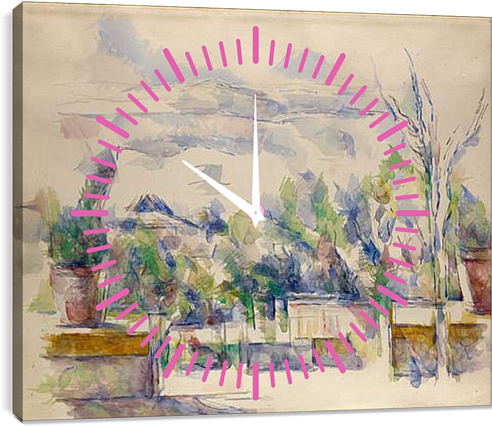 Часы картина - The Terrace at the Garden at Les Lauve. Поль Сезанн