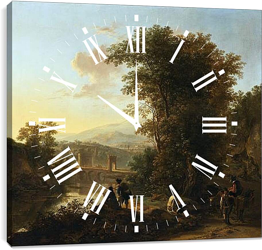 Часы картина - Пейзаж с рисовальщиком. Ян Бот
