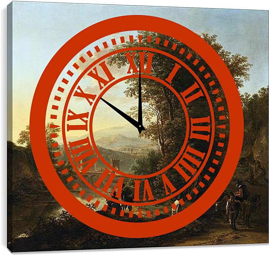 Часы картина - Пейзаж с рисовальщиком. Ян Бот