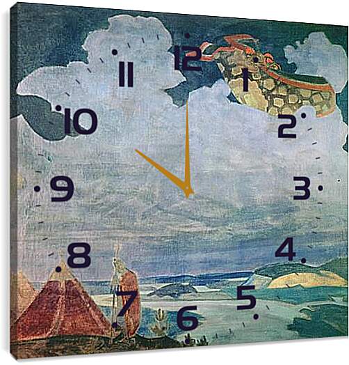 Часы картина - Ковер-самолет. Рерих Николай