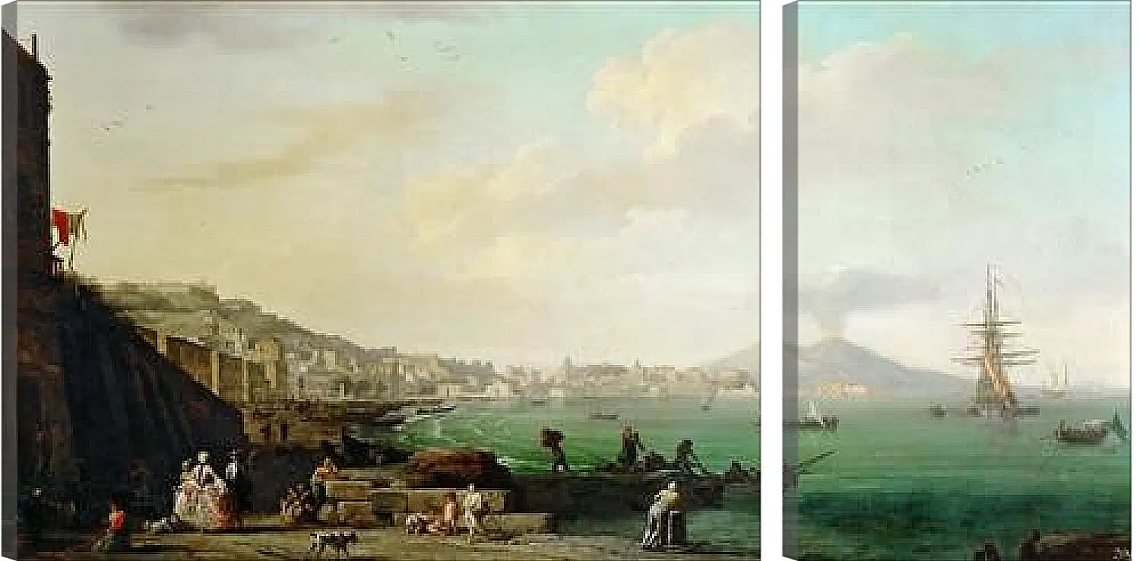 Модульная картина - View of Naples with Mt. Vesuvius. Клод Жозеф Верне