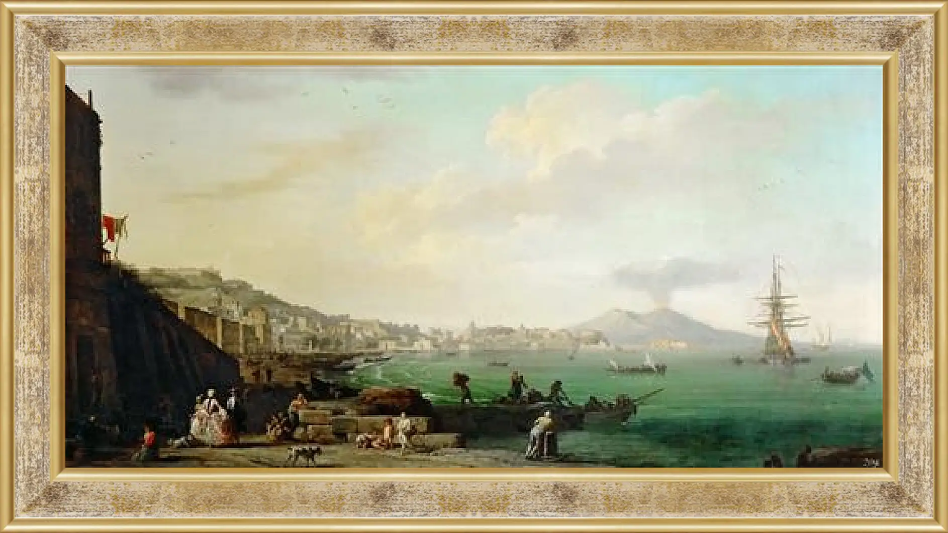 Картина в раме - View of Naples with Mt. Vesuvius. Клод Жозеф Верне