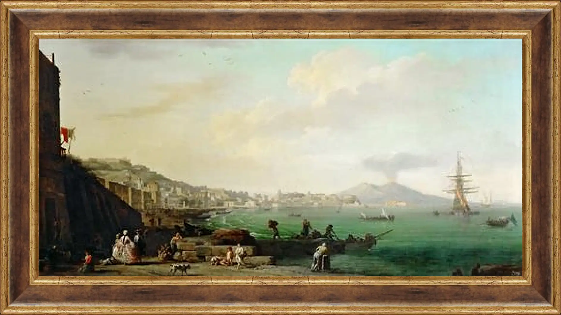 Картина в раме - View of Naples with Mt. Vesuvius. Клод Жозеф Верне