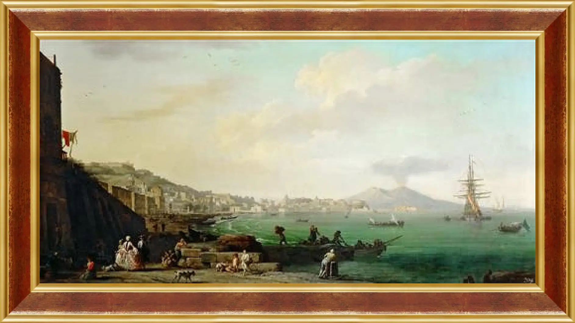 Картина в раме - View of Naples with Mt. Vesuvius. Клод Жозеф Верне