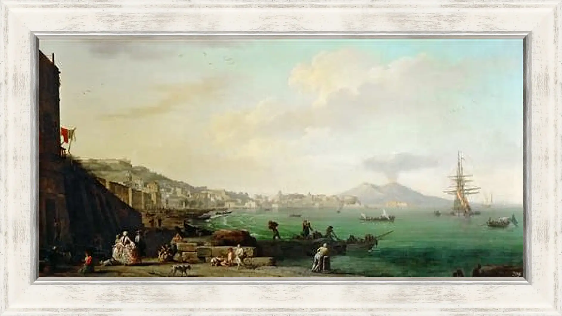 Картина в раме - View of Naples with Mt. Vesuvius. Клод Жозеф Верне