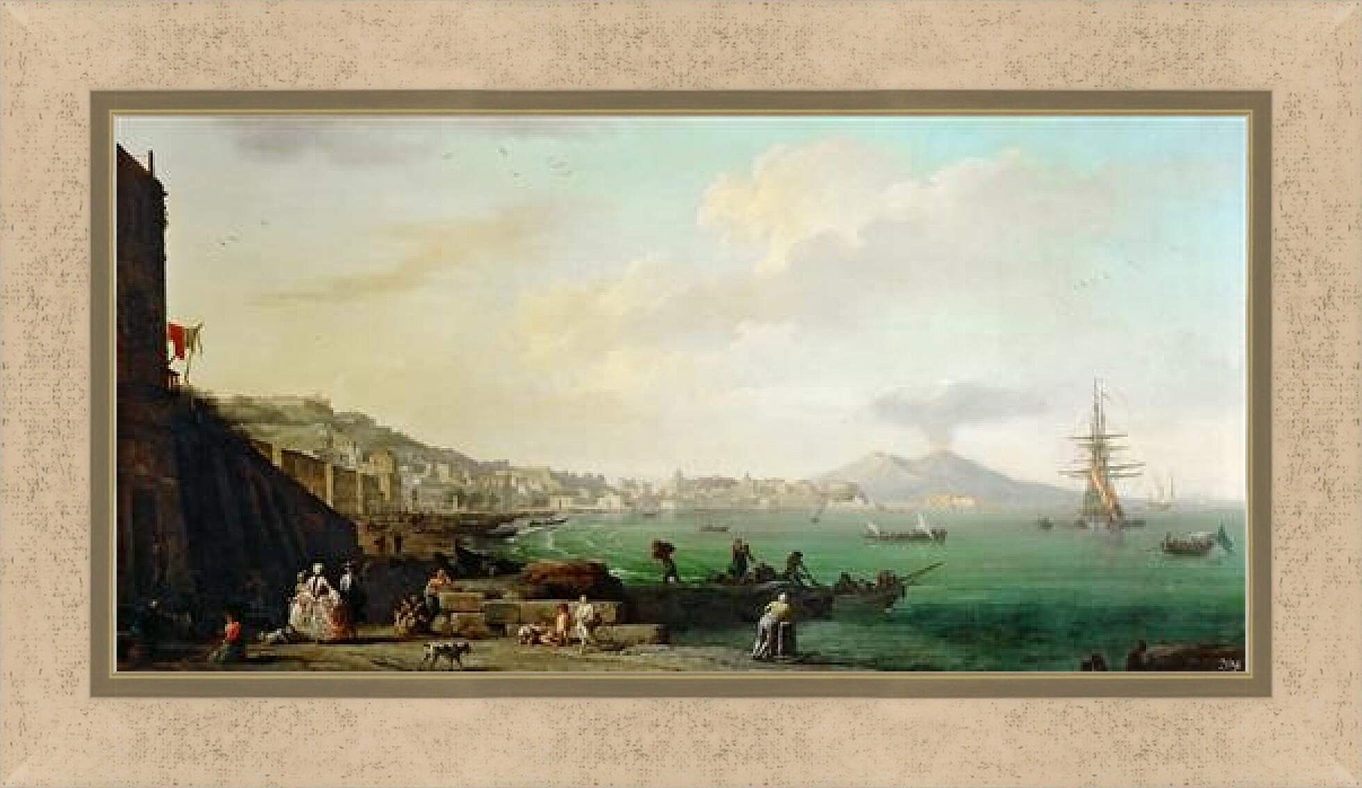 Картина в раме - View of Naples with Mt. Vesuvius. Клод Жозеф Верне