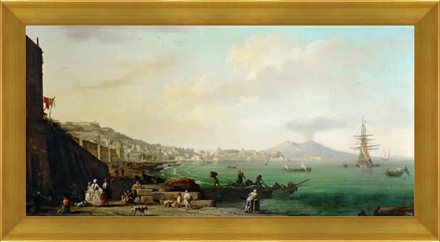 Картина в раме - View of Naples with Mt. Vesuvius. Клод Жозеф Верне