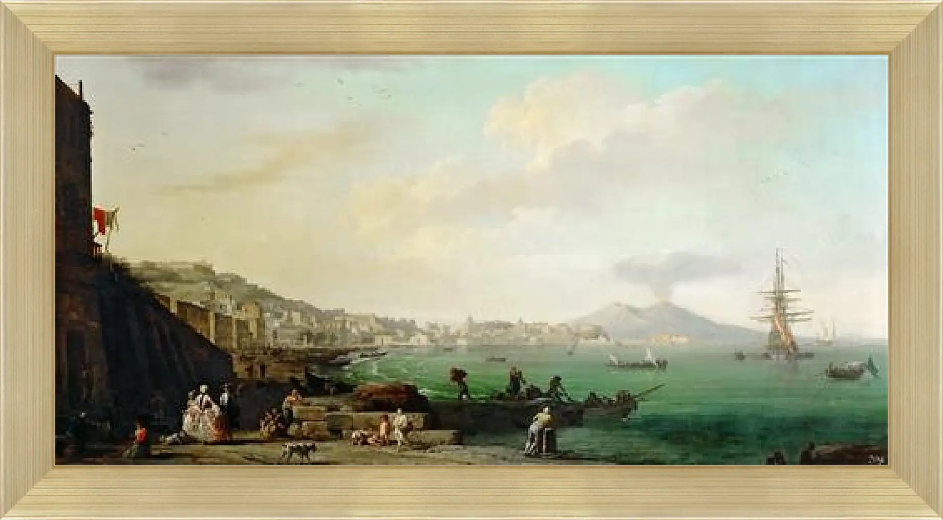 Картина в раме - View of Naples with Mt. Vesuvius. Клод Жозеф Верне