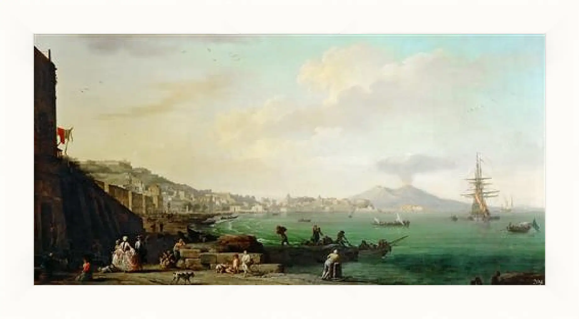 Картина в раме - View of Naples with Mt. Vesuvius. Клод Жозеф Верне