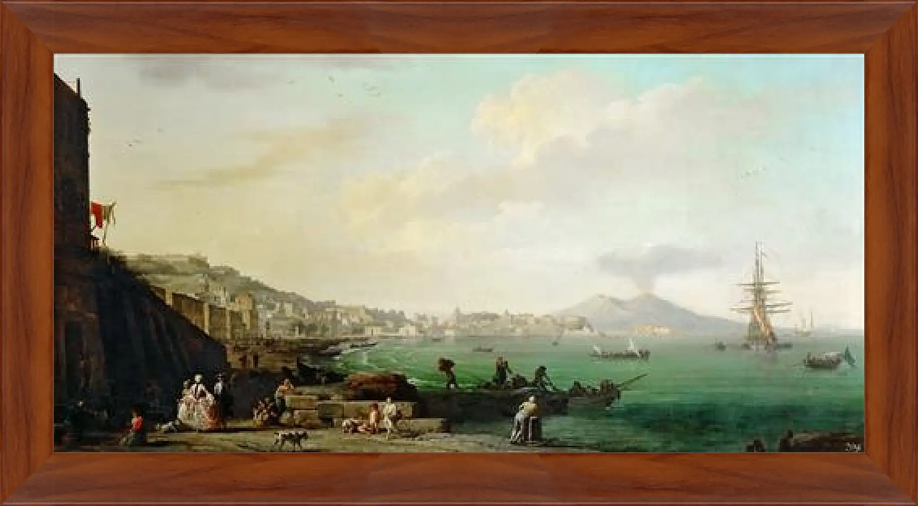 Картина в раме - View of Naples with Mt. Vesuvius. Клод Жозеф Верне