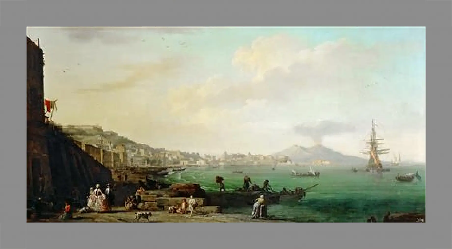 Картина в раме - View of Naples with Mt. Vesuvius. Клод Жозеф Верне