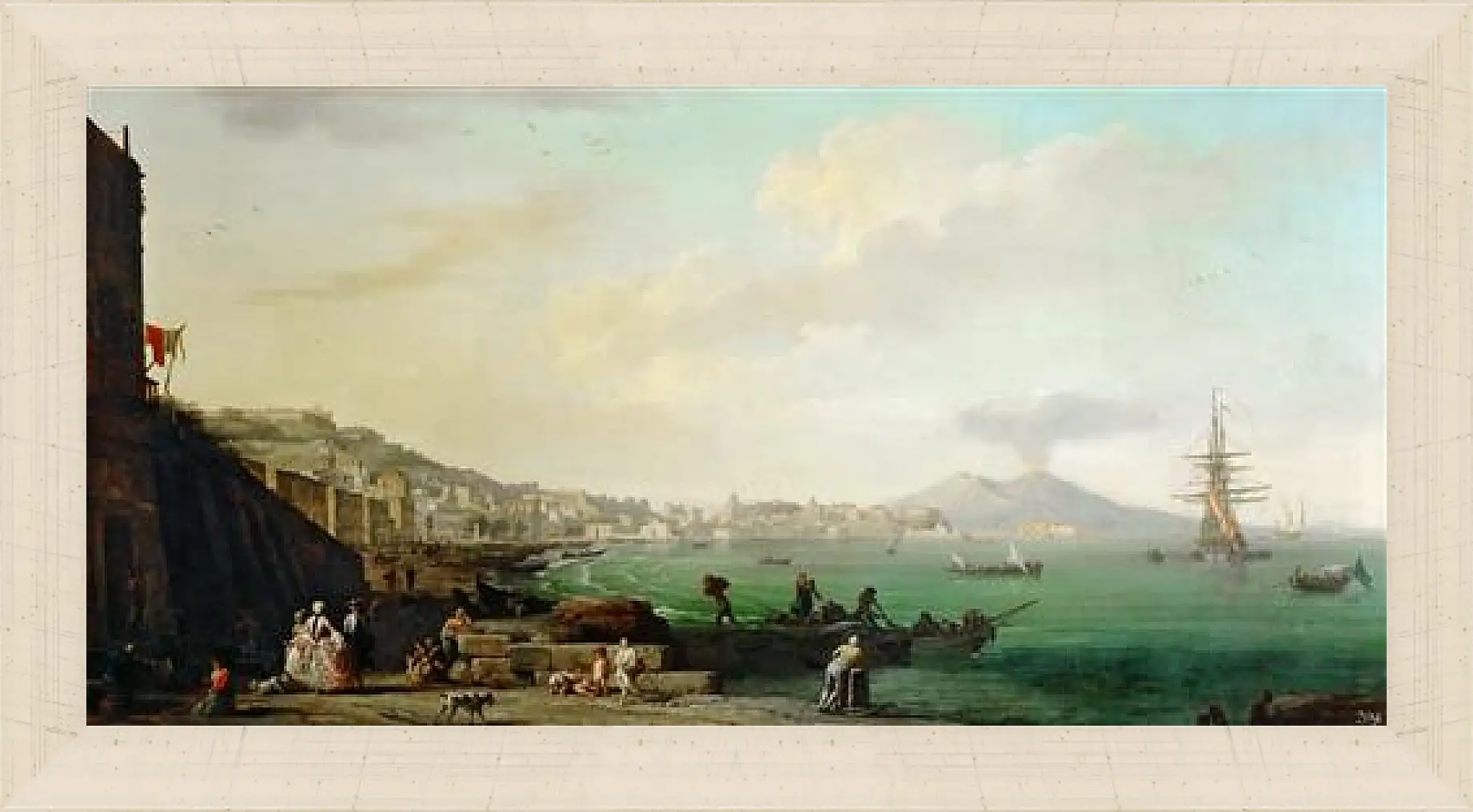 Картина в раме - View of Naples with Mt. Vesuvius. Клод Жозеф Верне