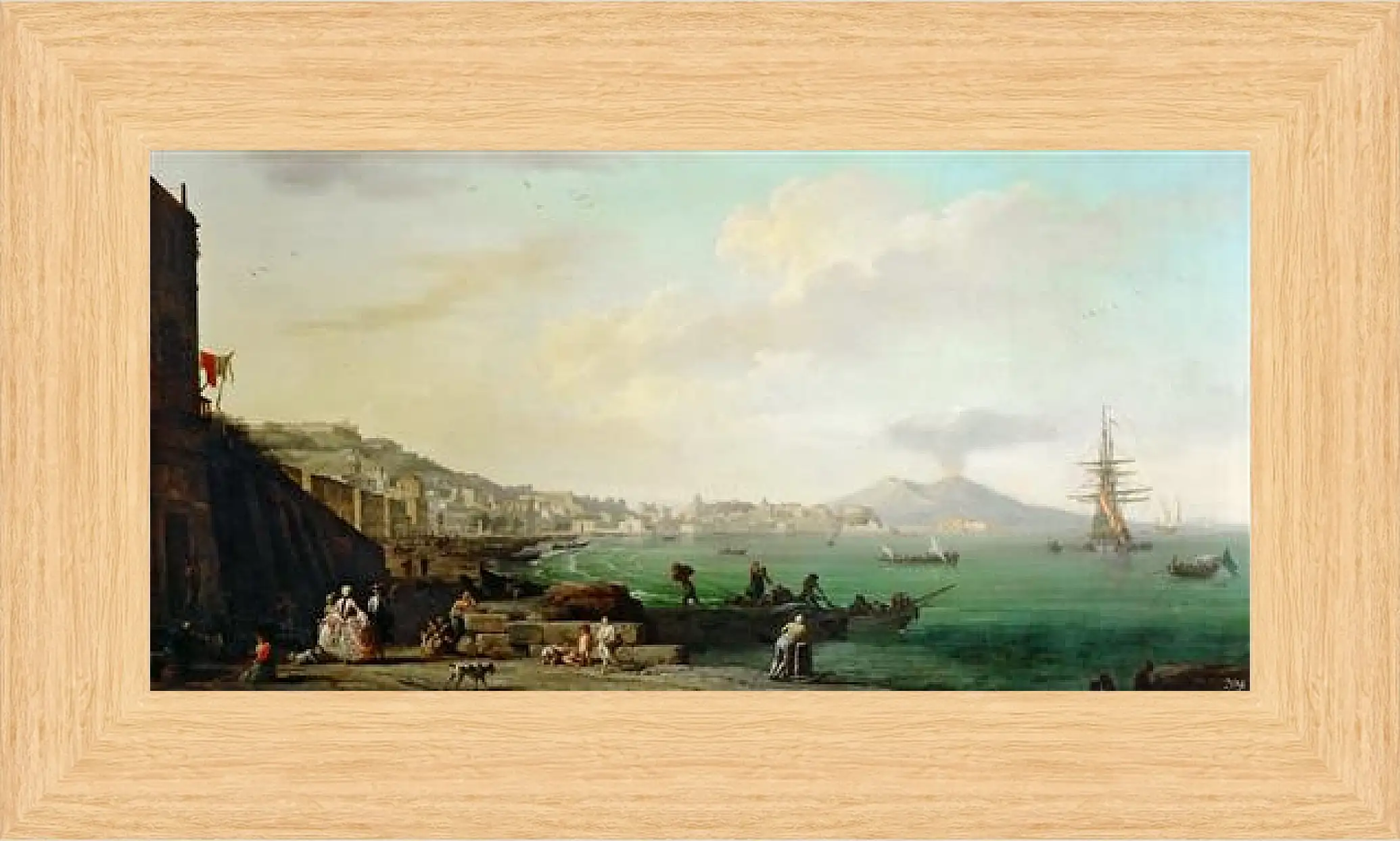Картина в раме - View of Naples with Mt. Vesuvius. Клод Жозеф Верне