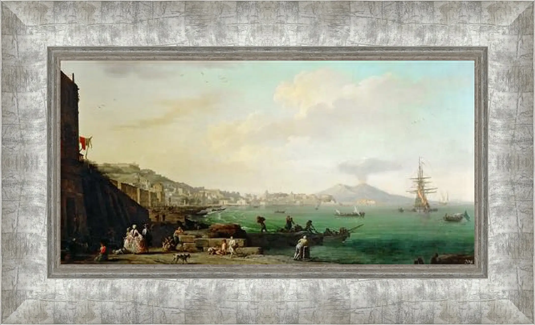 Картина в раме - View of Naples with Mt. Vesuvius. Клод Жозеф Верне