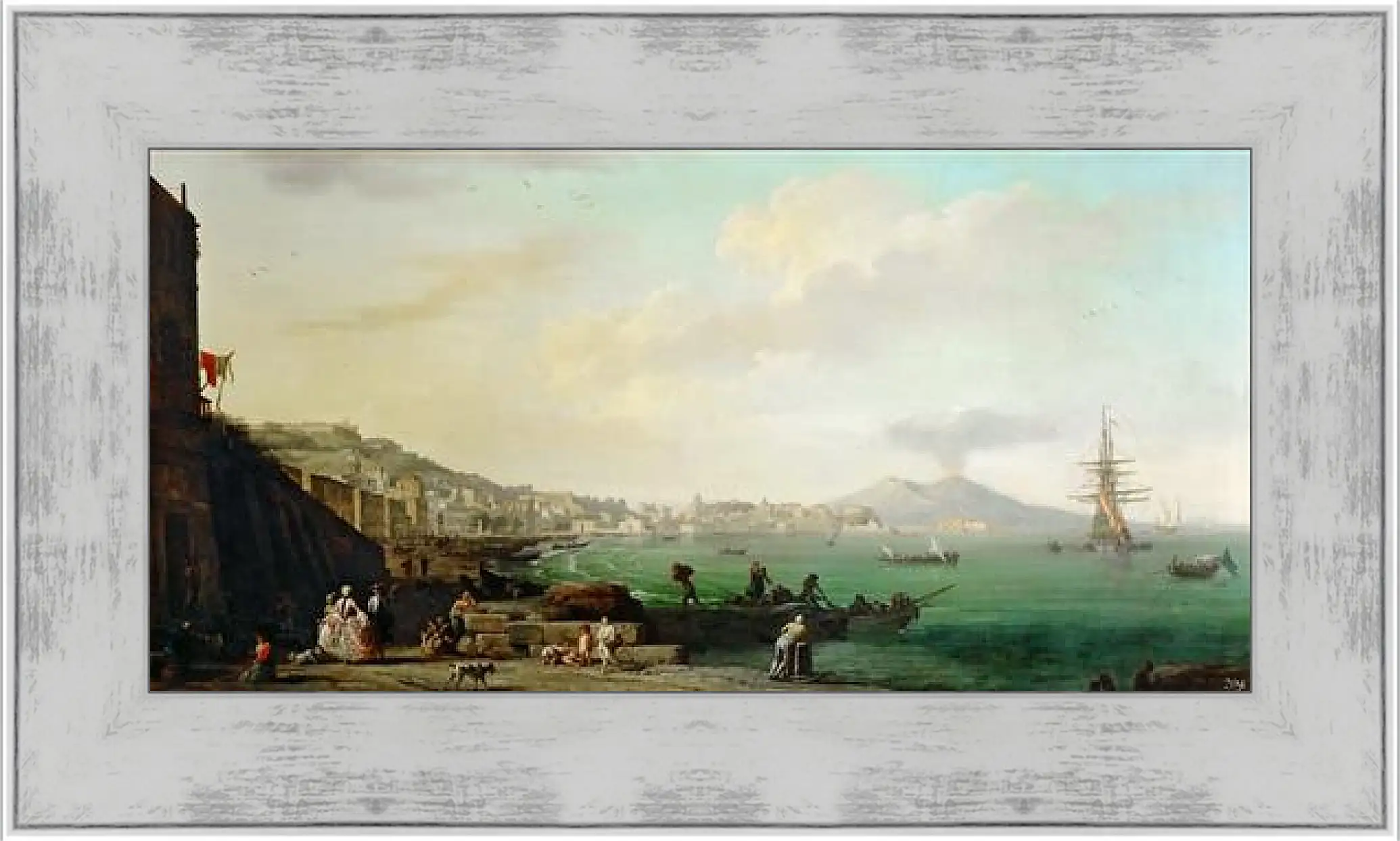 Картина в раме - View of Naples with Mt. Vesuvius. Клод Жозеф Верне