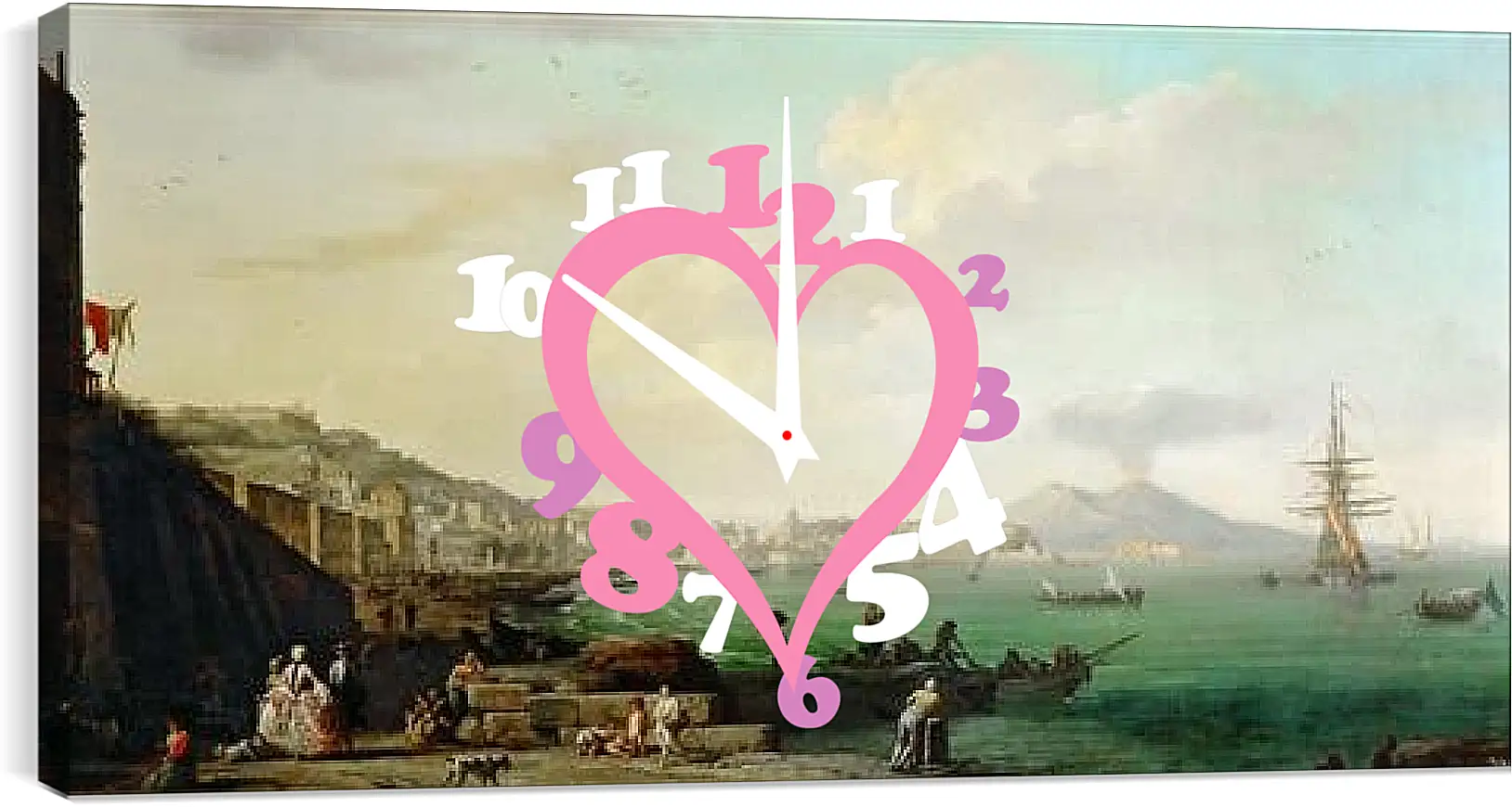 Часы картина - View of Naples with Mt. Vesuvius. Клод Жозеф Верне