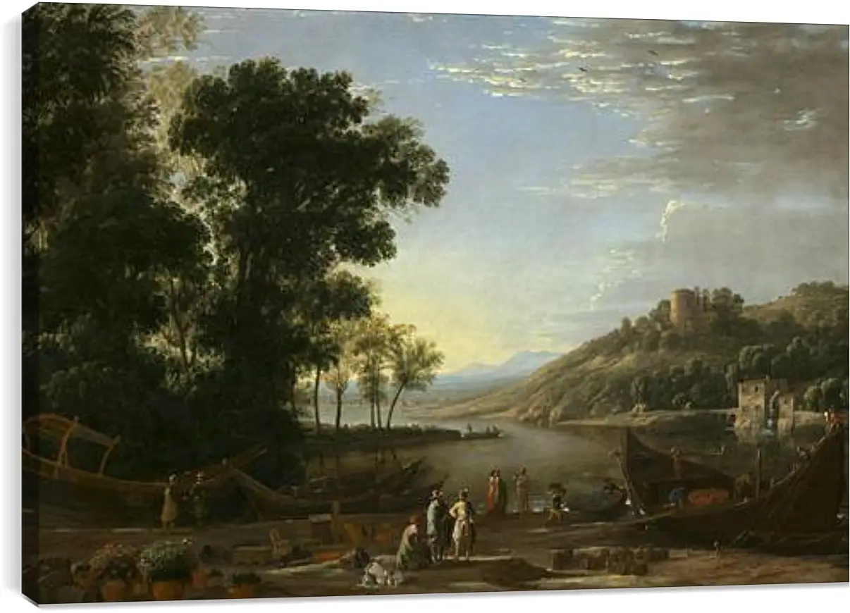 Постер и плакат - Landscape with merchants. Лоррен Клод