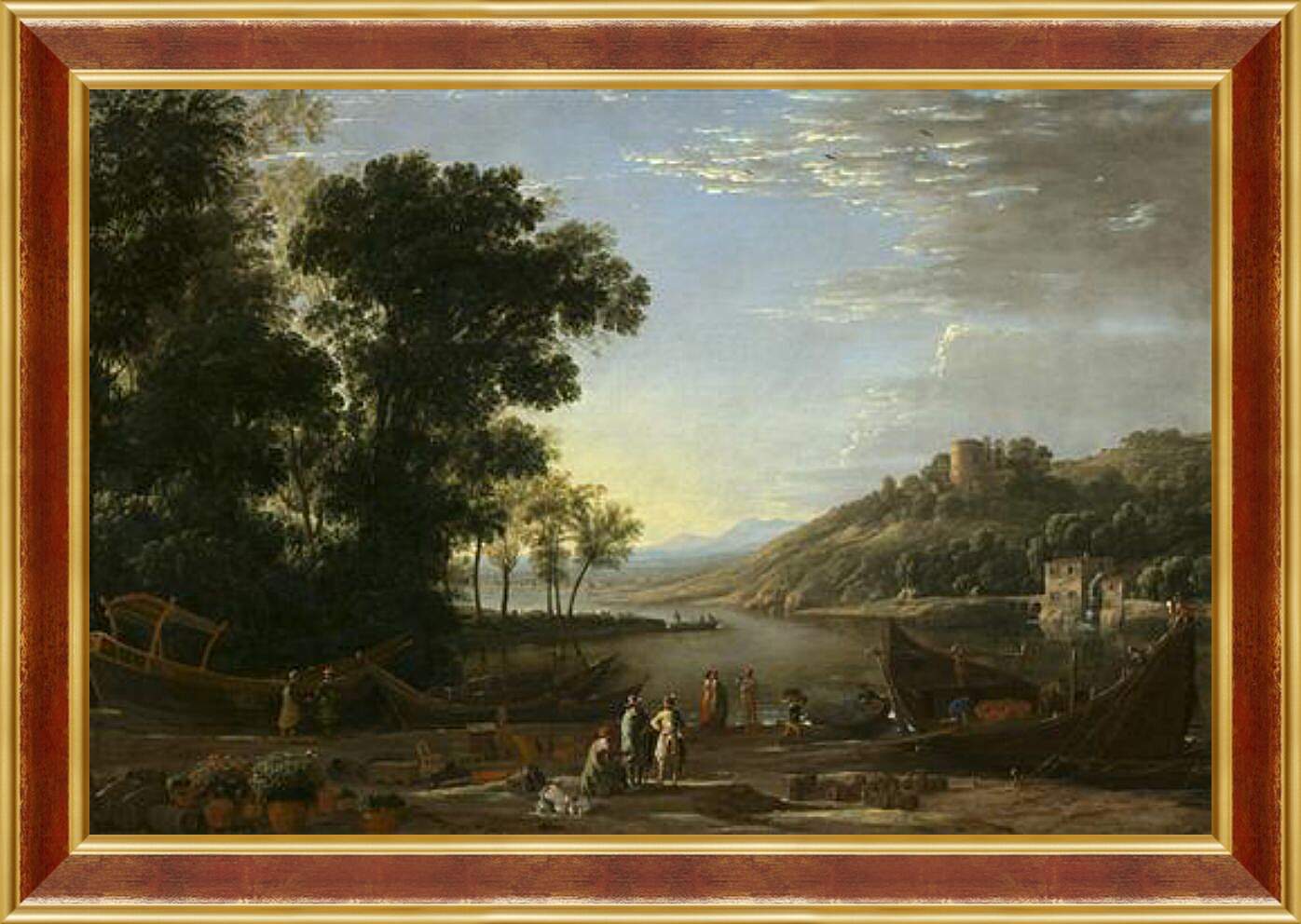 Картина в раме - Landscape with merchants. Лоррен Клод