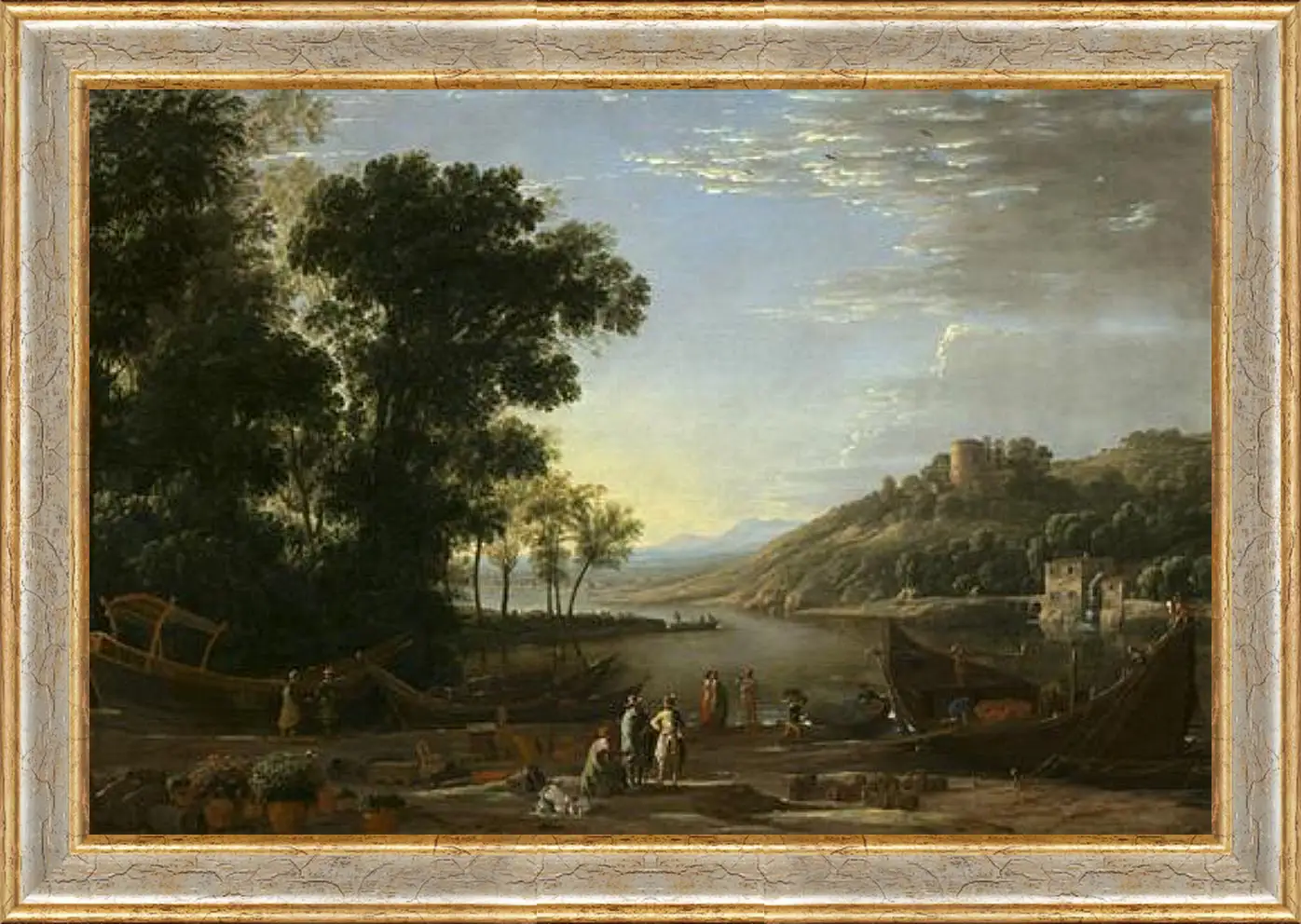 Картина в раме - Landscape with merchants. Лоррен Клод