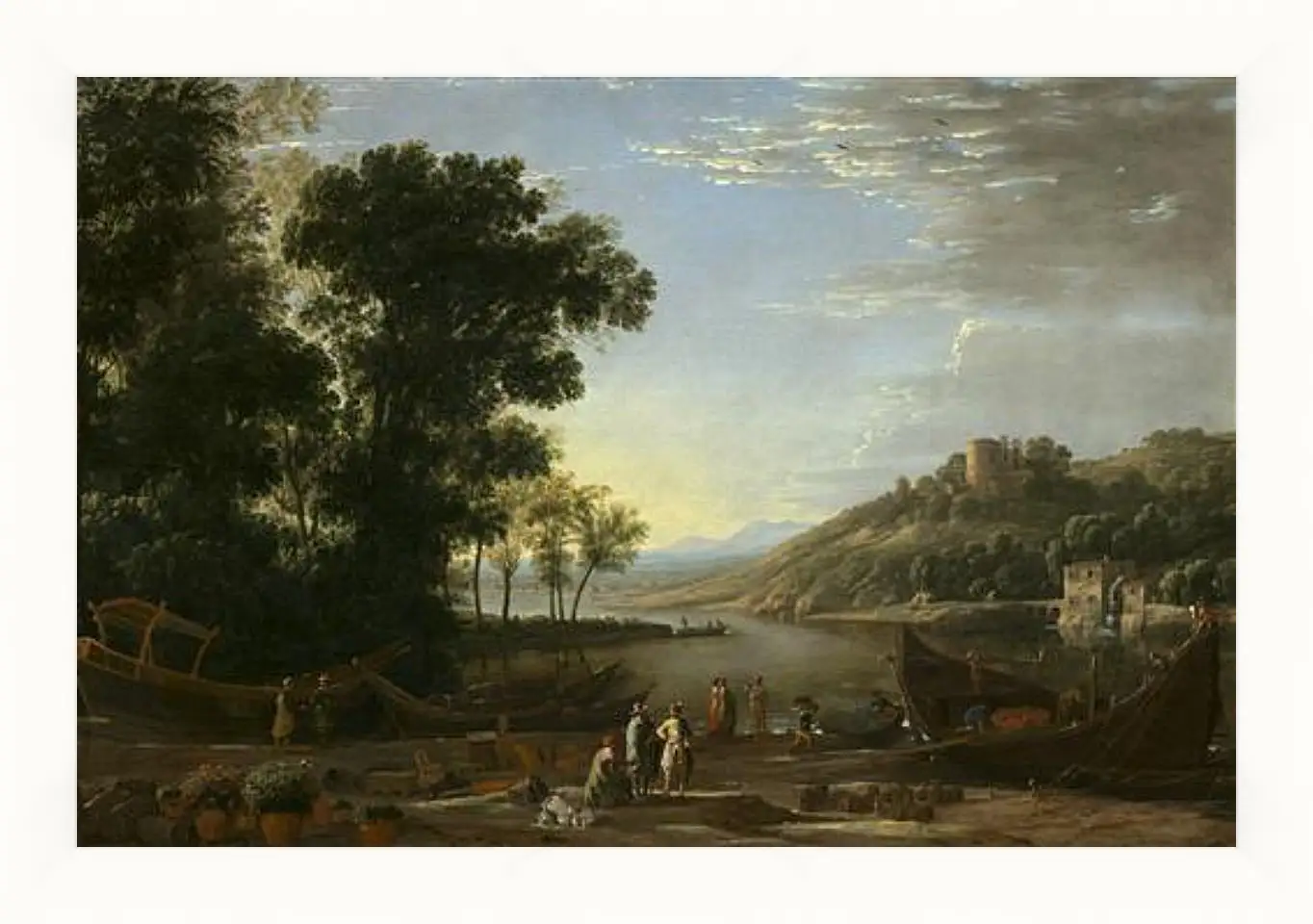 Картина в раме - Landscape with merchants. Лоррен Клод