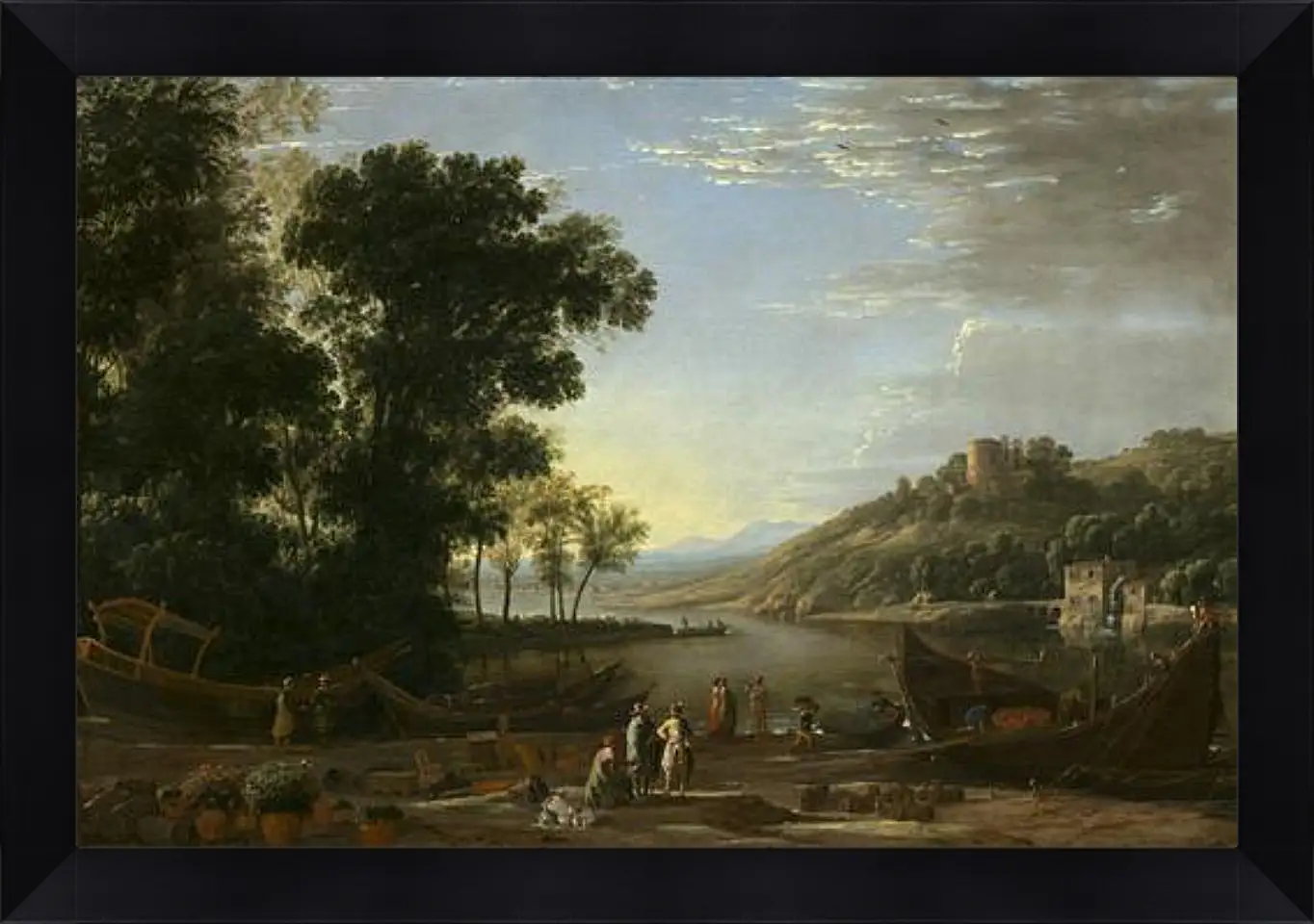 Картина в раме - Landscape with merchants. Лоррен Клод