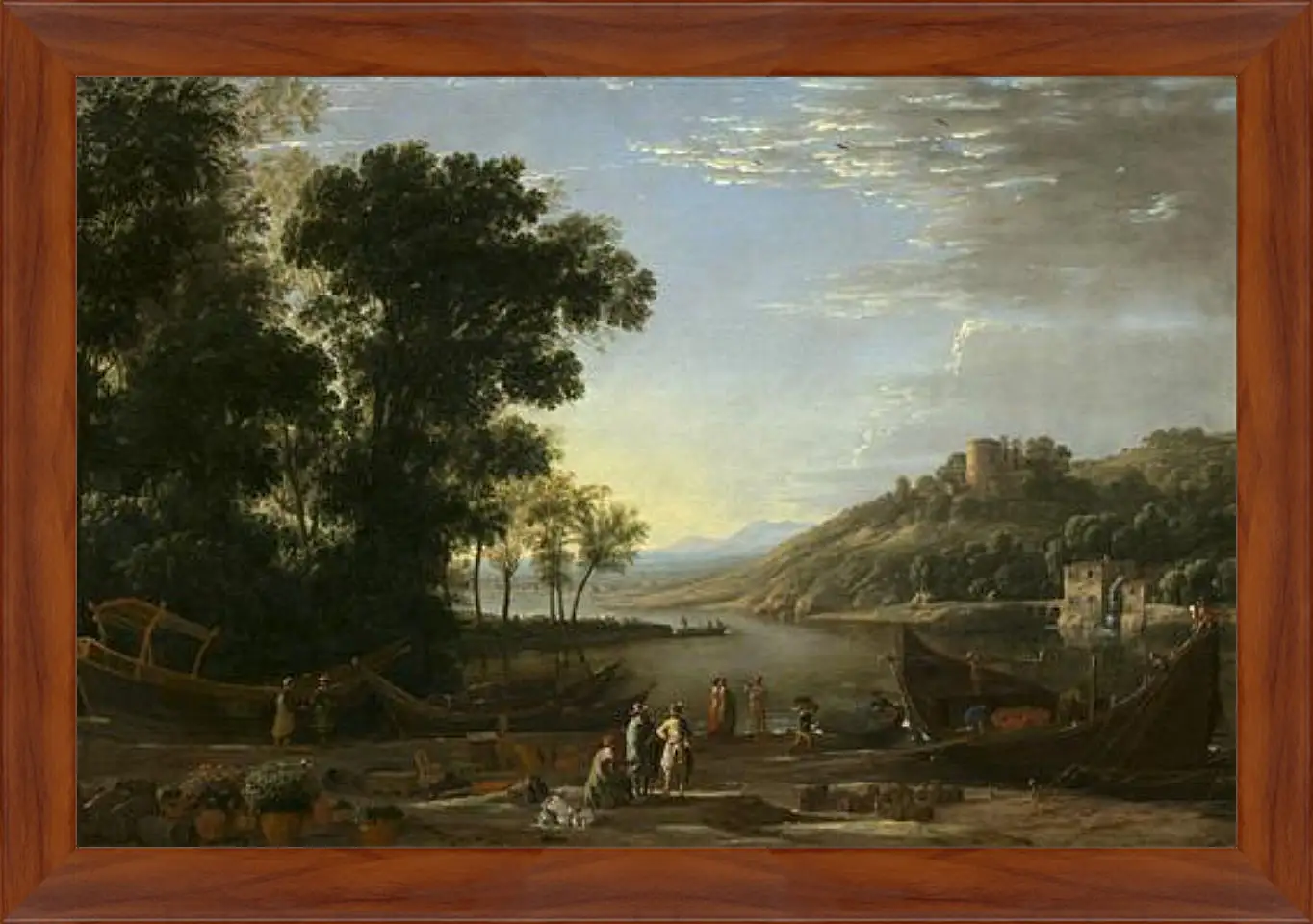 Картина в раме - Landscape with merchants. Лоррен Клод