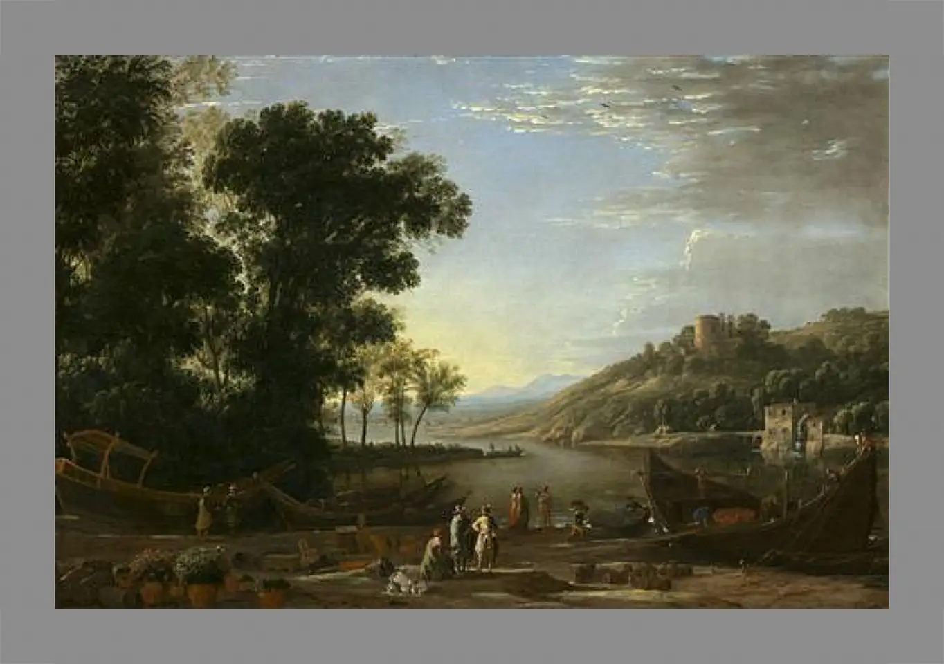 Картина в раме - Landscape with merchants. Лоррен Клод