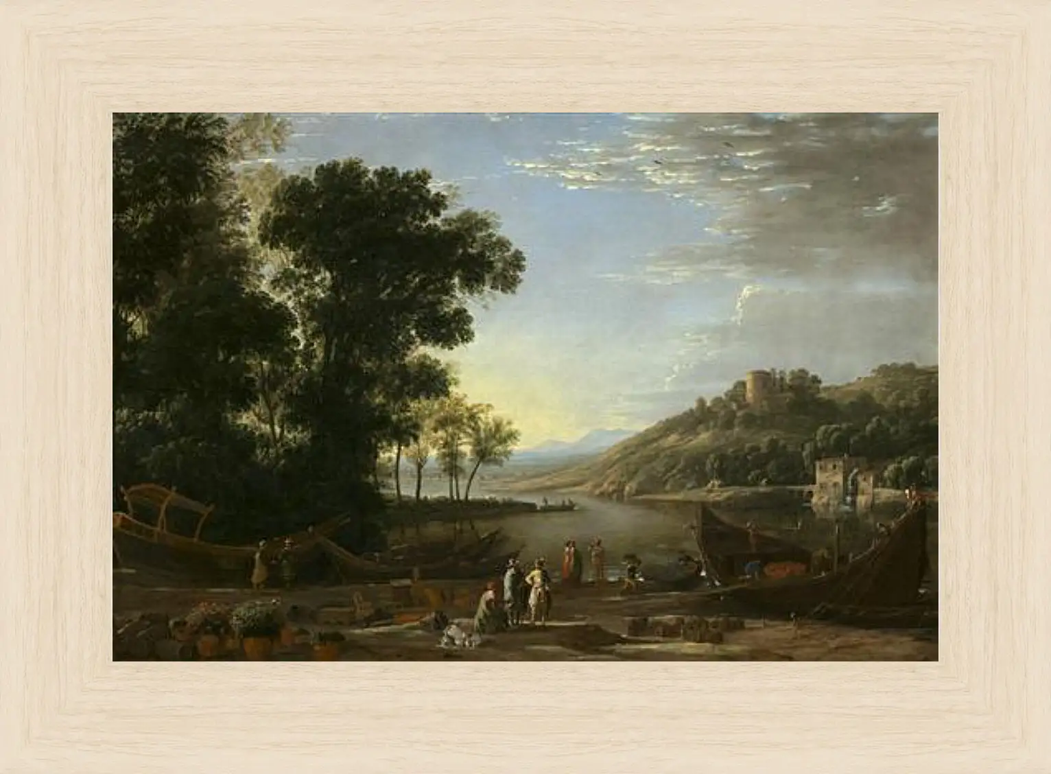 Картина в раме - Landscape with merchants. Лоррен Клод