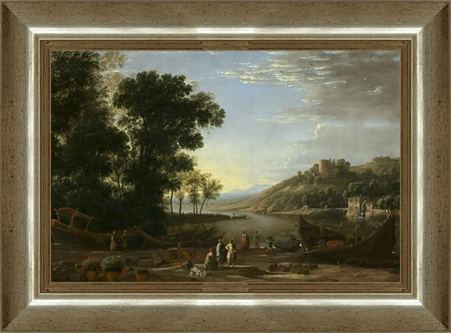 Картина в раме - Landscape with merchants. Лоррен Клод