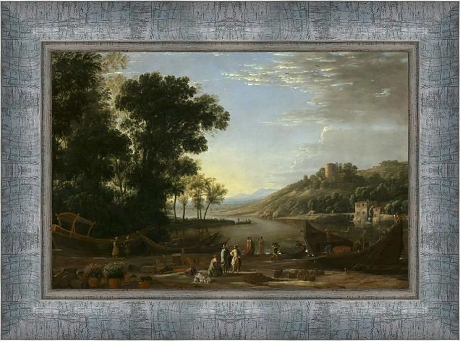 Картина в раме - Landscape with merchants. Лоррен Клод