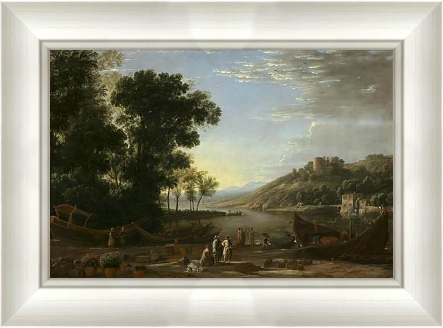 Картина в раме - Landscape with merchants. Лоррен Клод