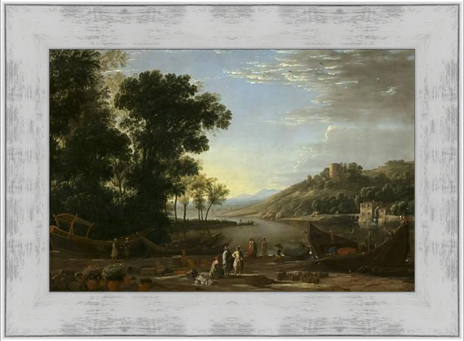 Картина в раме - Landscape with merchants. Лоррен Клод