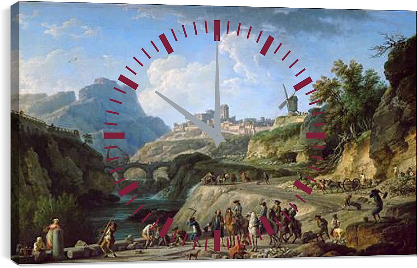 Часы картина - Construction of a road. Якоб ван Рейсдал