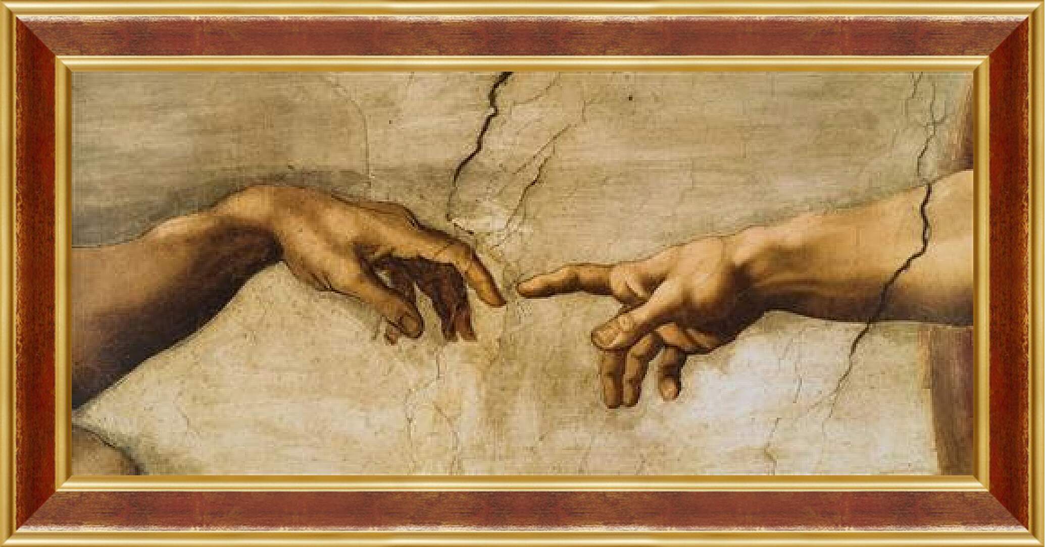 Картина в раме - Сотворение Адама (фрагмент). Микеланджело Буонарроти