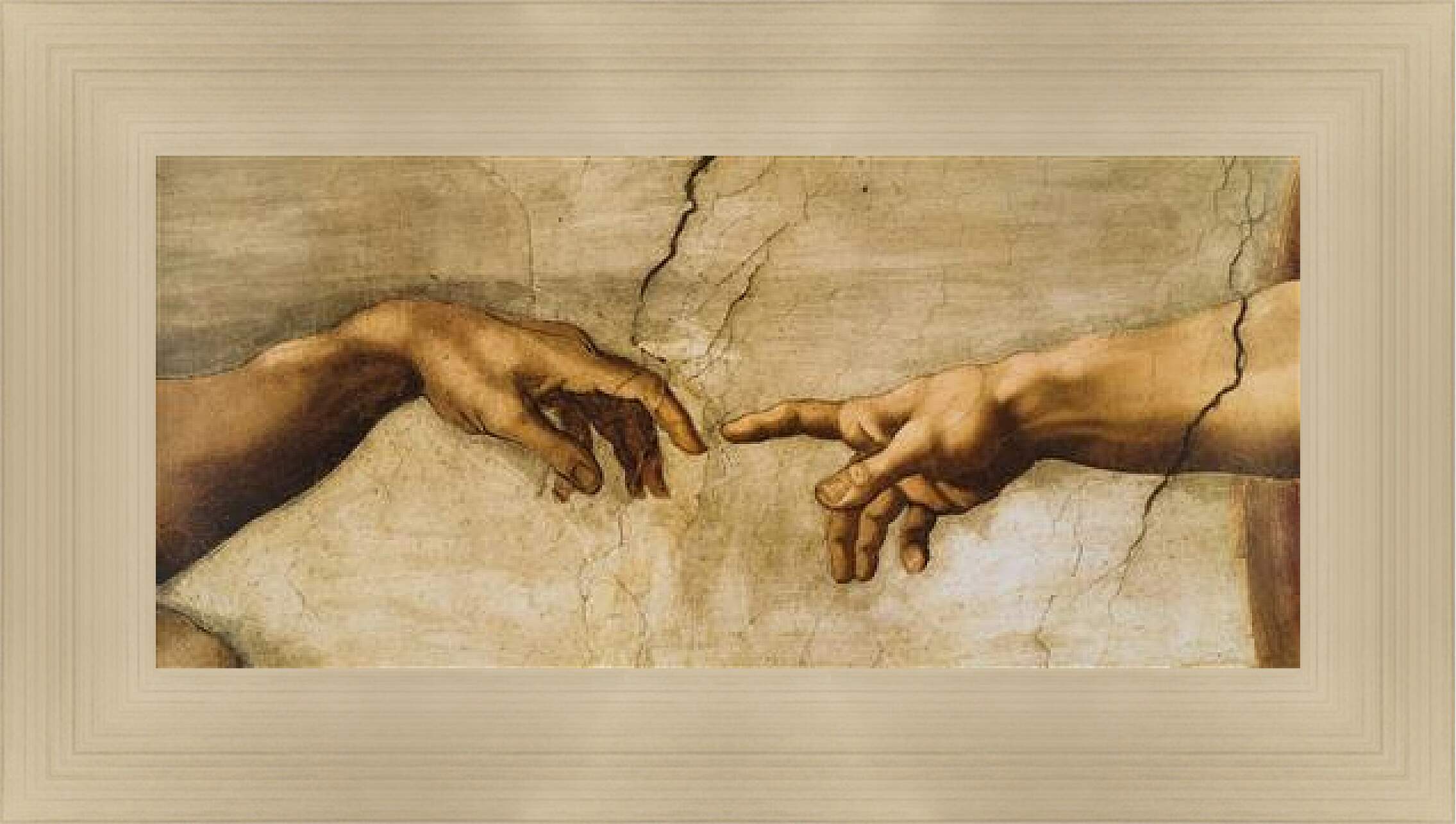 Картина в раме - Сотворение Адама (фрагмент). Микеланджело Буонарроти