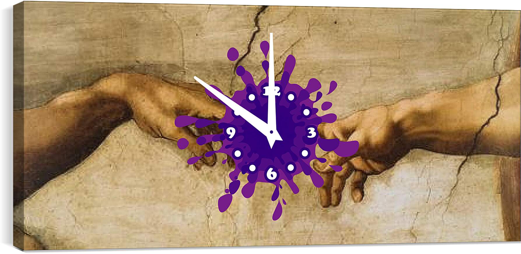 Часы картина - Сотворение Адама (фрагмент). Микеланджело Буонарроти