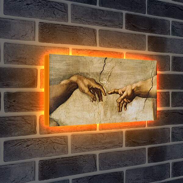 Лайтбокс световая панель - Сотворение Адама (фрагмент). Микеланджело Буонарроти